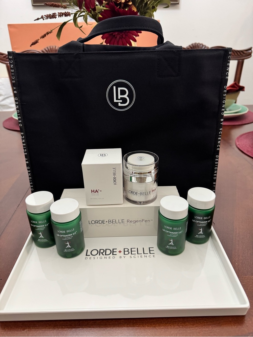 Lorde + Belle RegenPen Luxury Skincare Bundle + HA3 Serum Optimizer CEMOY Tote